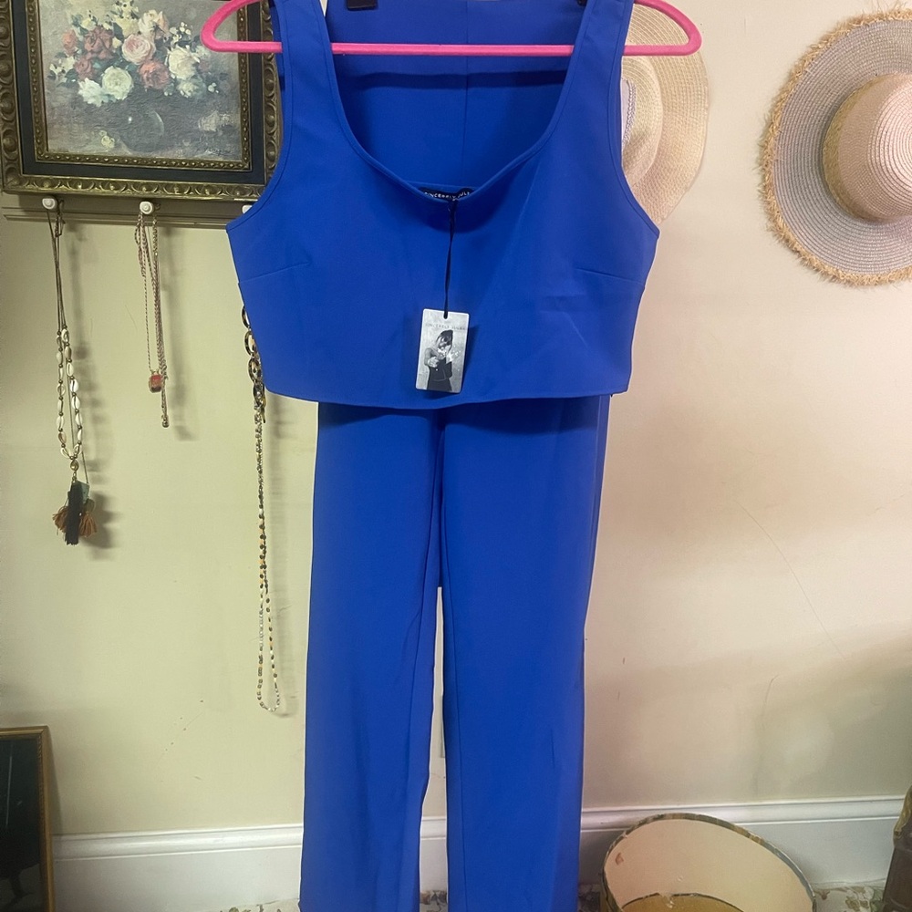 Women's Blue 2 piece pant suit